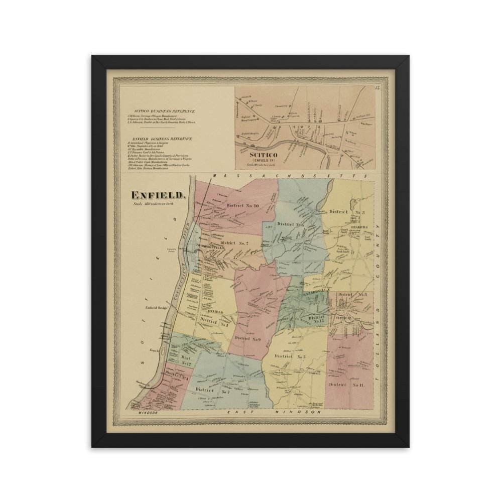 Enfield, CT 1869 Framed - Available at KNOWOL