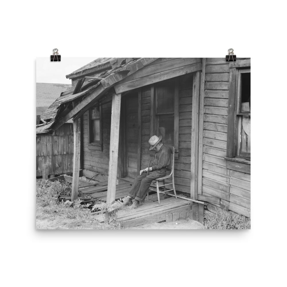 PA - "Old Age", a man rests on his broken down porch in Washington, Pennsylvania - 1936