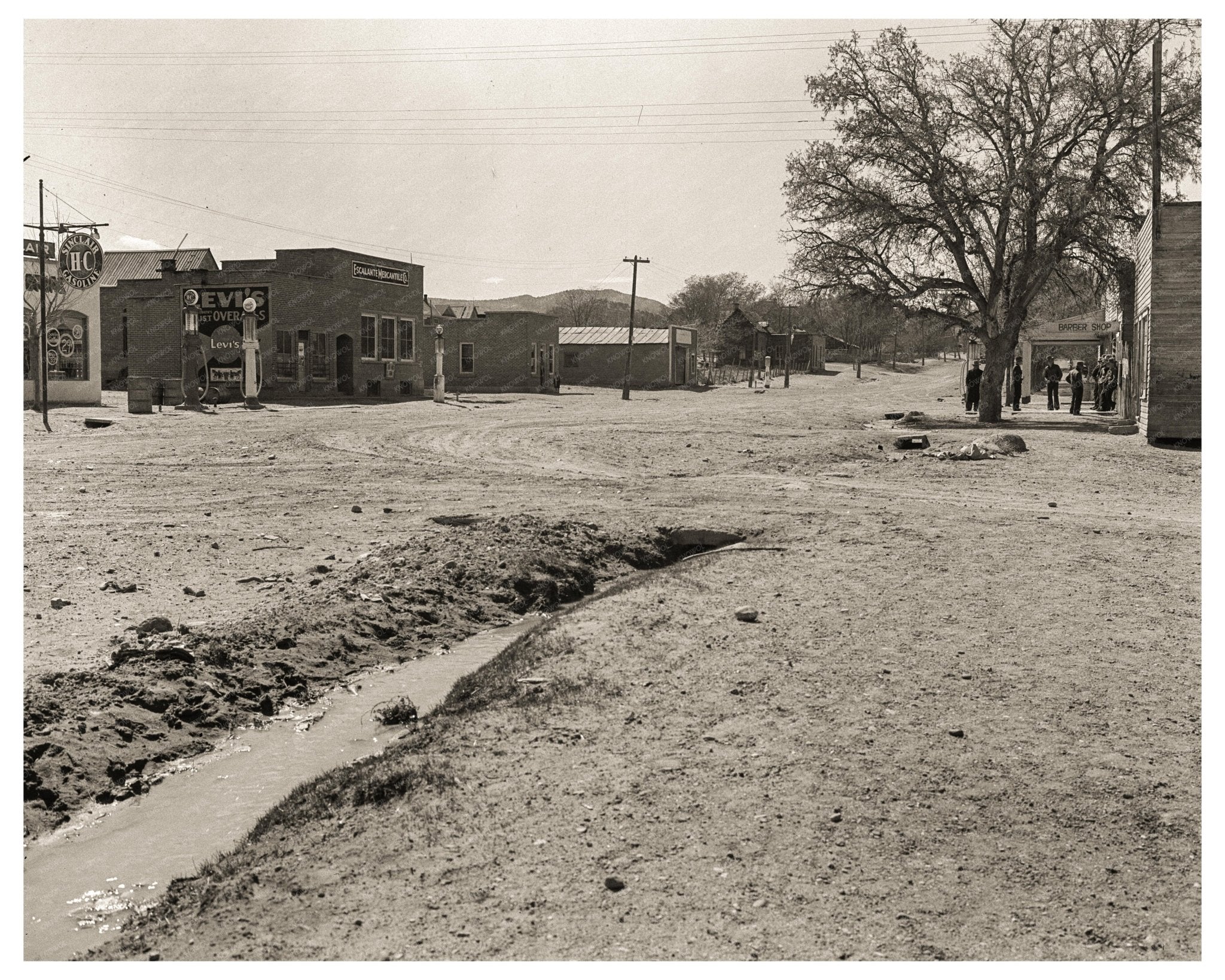 Escalante Utah Main Street with Irrigation Ditch April 1936 Vintage Photo - Available at KNOWOL