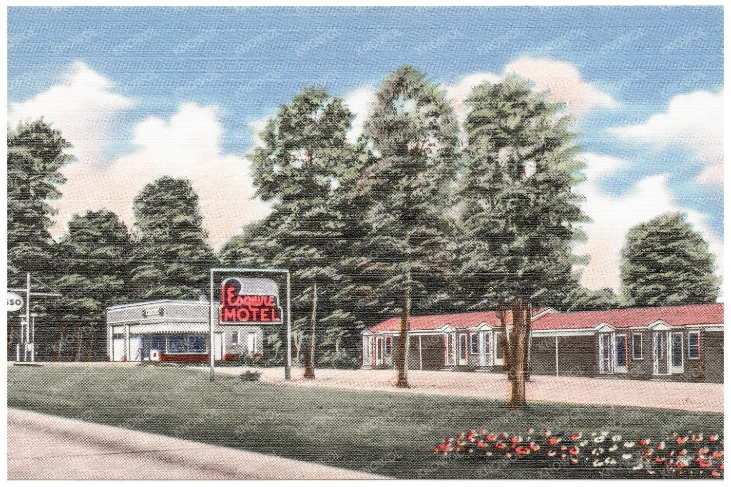 Esquire Motel Vintage Postcard 1930 - 1945 - Available at KNOWOL