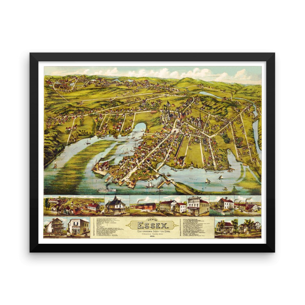 Essex, Connecticut 1881 Framed - Available at KNOWOL