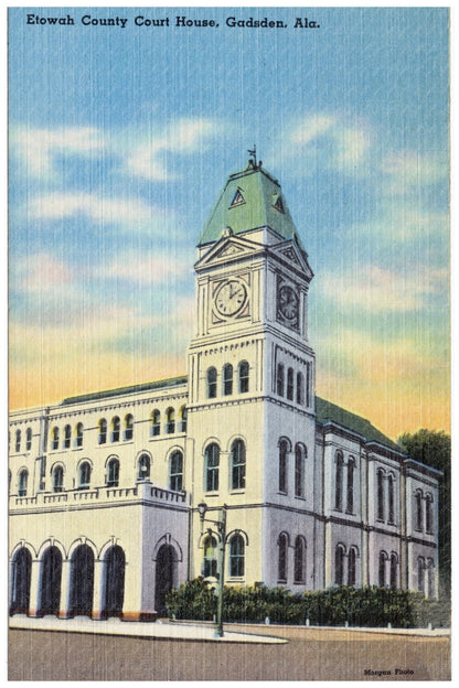 Etowah County Courthouse Postcard Gadsden Alabama 1930 - 1945 - Available at KNOWOL