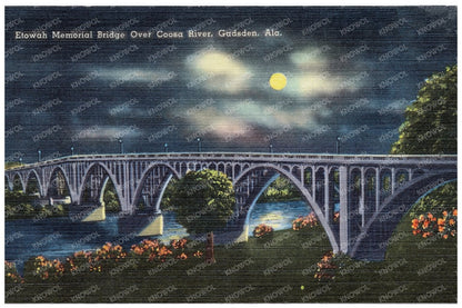 Etowah Memorial Bridge Postcard Gadsden Alabama 1930 - 1945 - Available at KNOWOL