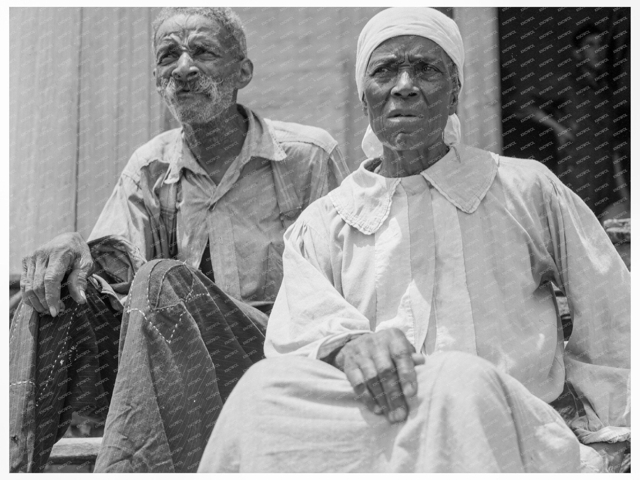 Ex - Slave Couple in Deteriorating Plantation House 1937 - Available at KNOWOL