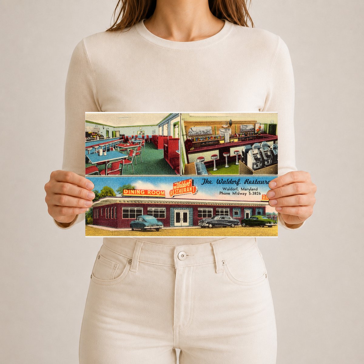 The Waldorf Restaurant, Waldorf, Maryland — Vintage Maryland Postcard
