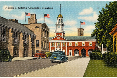 Municipal building, Cambridge, Maryland — Vintage Maryland Postcard