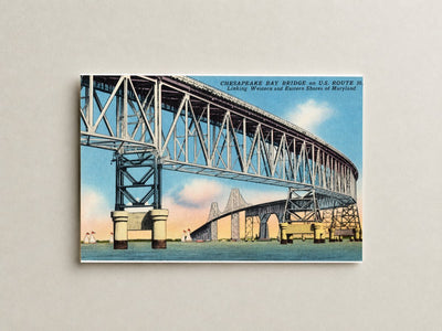Chesapeake Bay Bridge on U. S. Route 50 linking western and eastern shores of Maryland — Vintage Maryland Postcard
