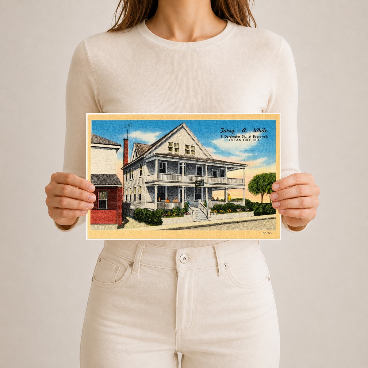 Tarry-a-While, 8 Dorchester St., at Boardwalk, Ocean City, MD — Vintage Maryland Postcard