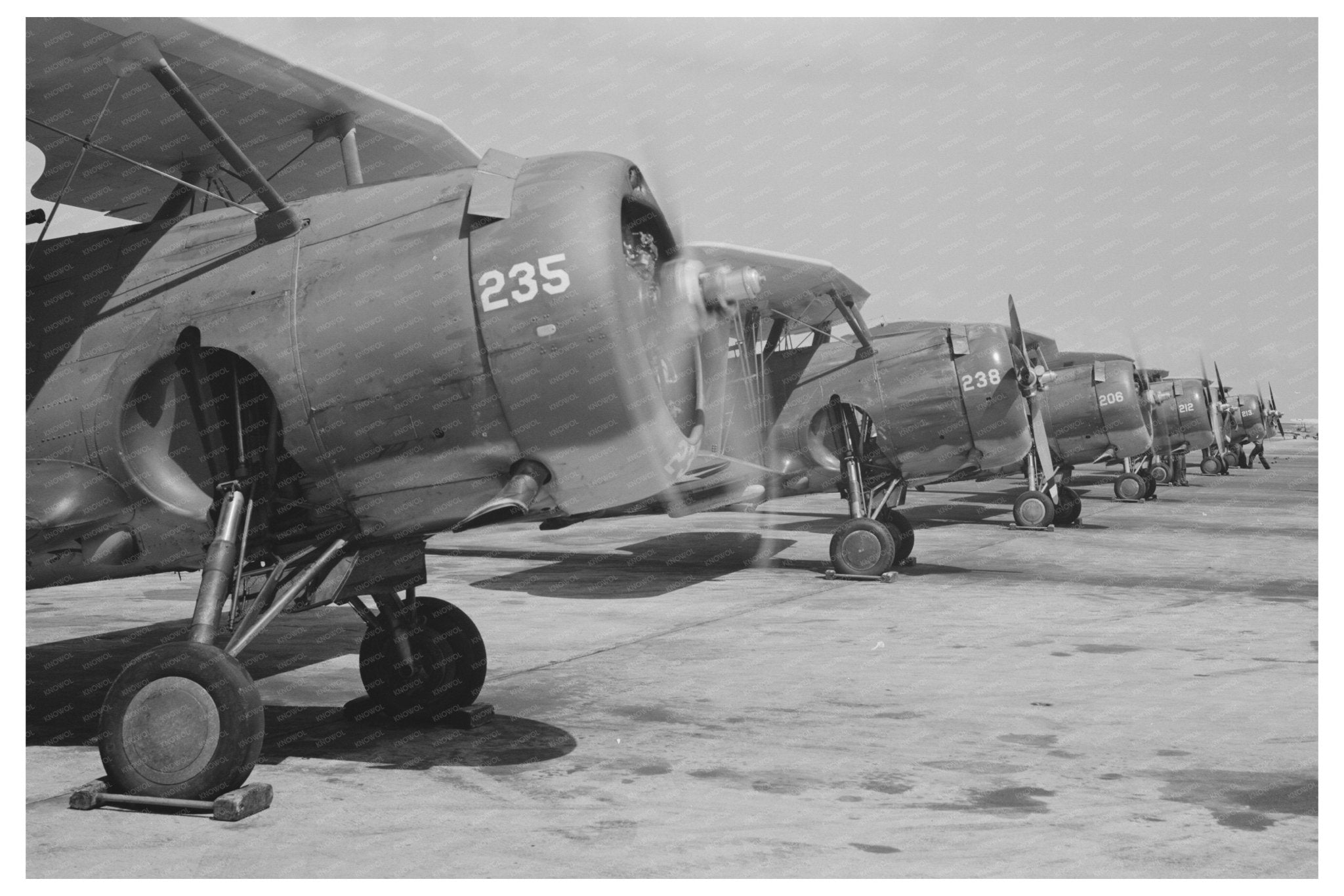 F3F Biplane Fighters Ready for Flight Corpus Christi 1942 - Available at KNOWOL