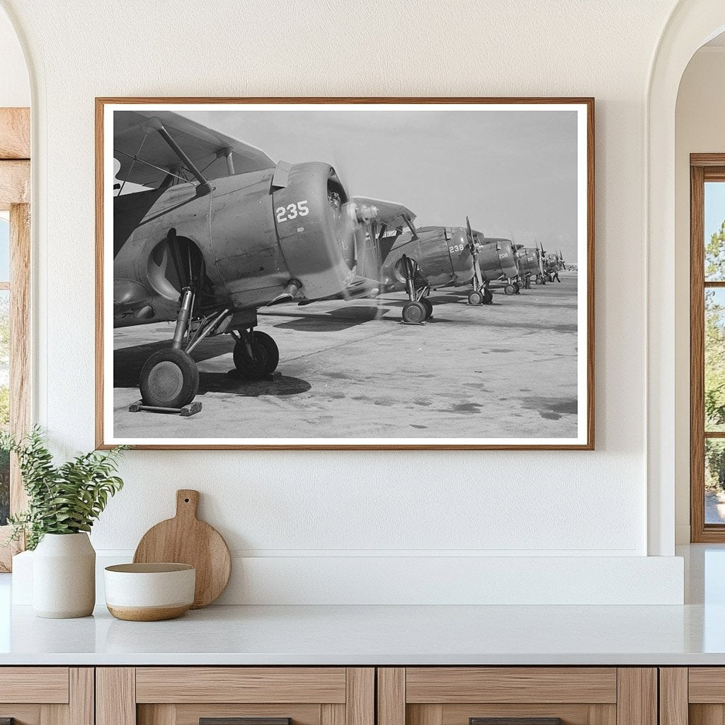 F3F Biplane Fighters Ready for Flight Corpus Christi 1942 - Available at KNOWOL