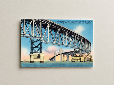 Chesapeake Bay Bridge on U. S. Route 50 linking western and eastern shores of Maryland — Vintage Maryland Postcard
