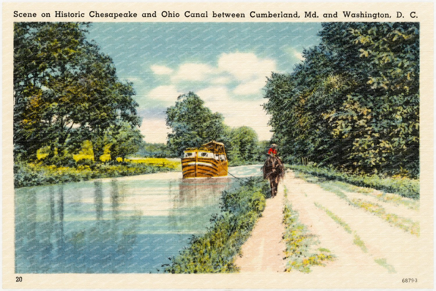Scene on Historic Chesapeake and Ohio Canal between Cumberland, MD and Washington, D. C. — Vintage Maryland Postcard