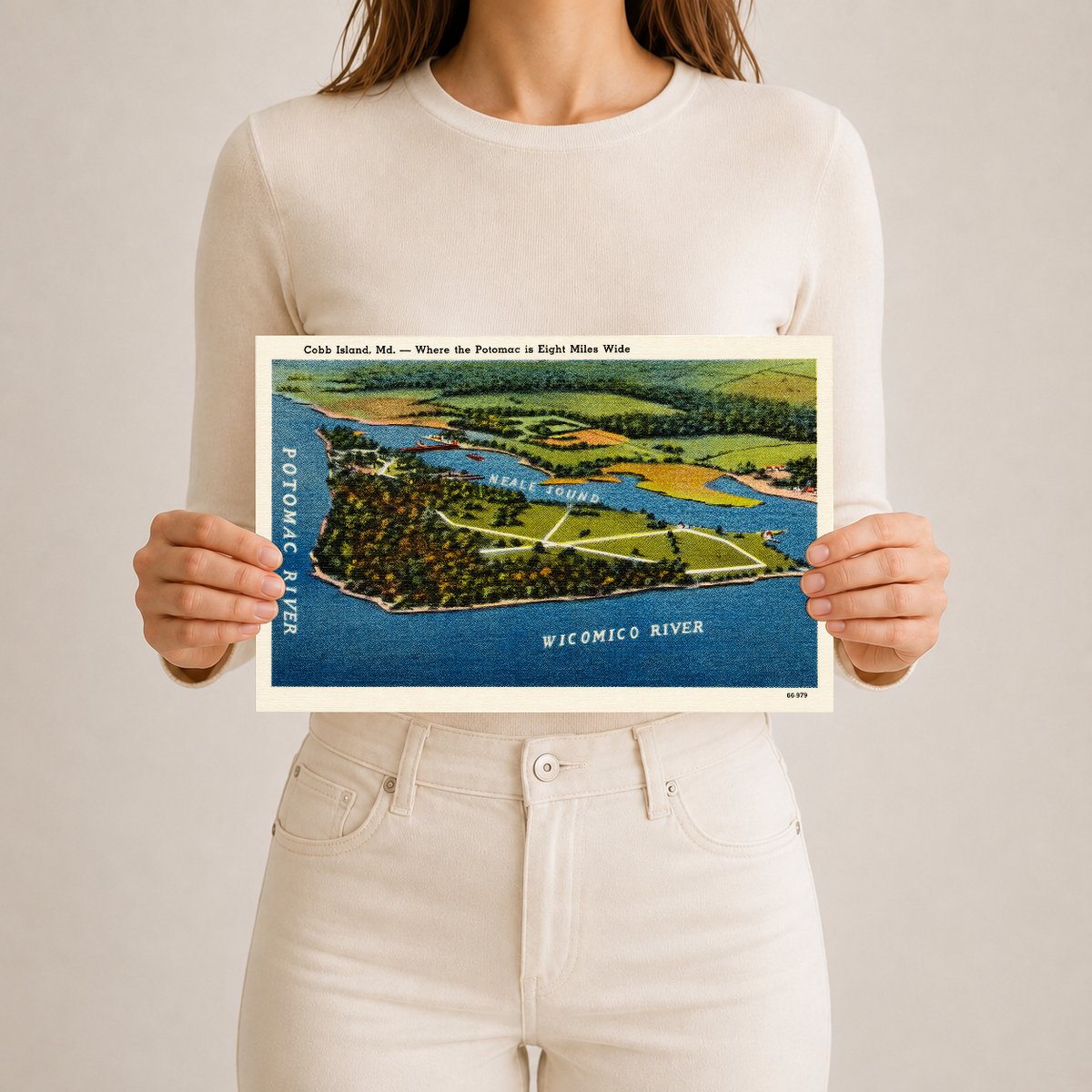 Cobb Island, MD -- where the Potomac is eight miles wide — Vintage Maryland Postcard