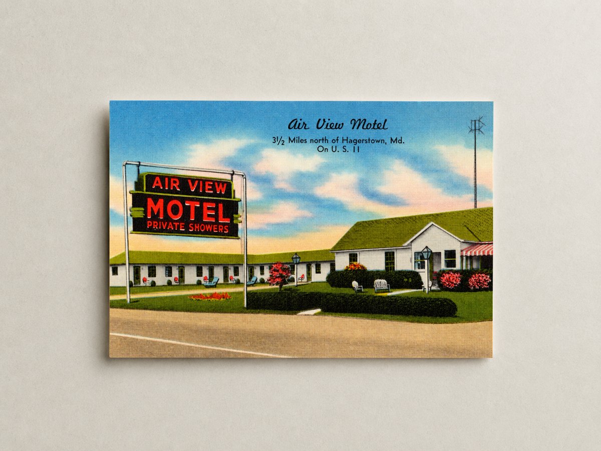 Air View Motel, 3 1/2 miles north of Hagerstown, MD on U. S. 11 — Vintage Maryland Postcard