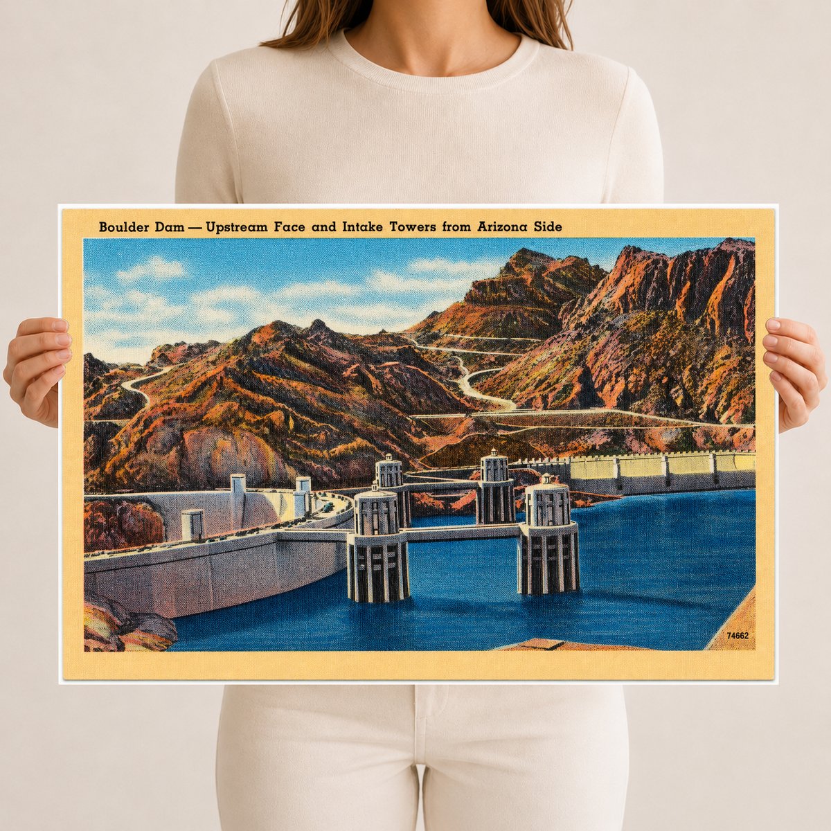 Hoover Dam, NV: Boulder Dam -- Upstream Face and Intake Towers from Arizona side
