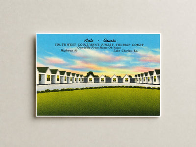 Lake Charles, LA: Auto Courts, Southwest Louisiana's finest tourist court, one-mile-from-heart-of-town, Highway 90
