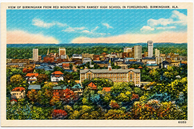 Birmingham, AL: View of Birmingham from Red Mountain with Ramsey High School in foreground