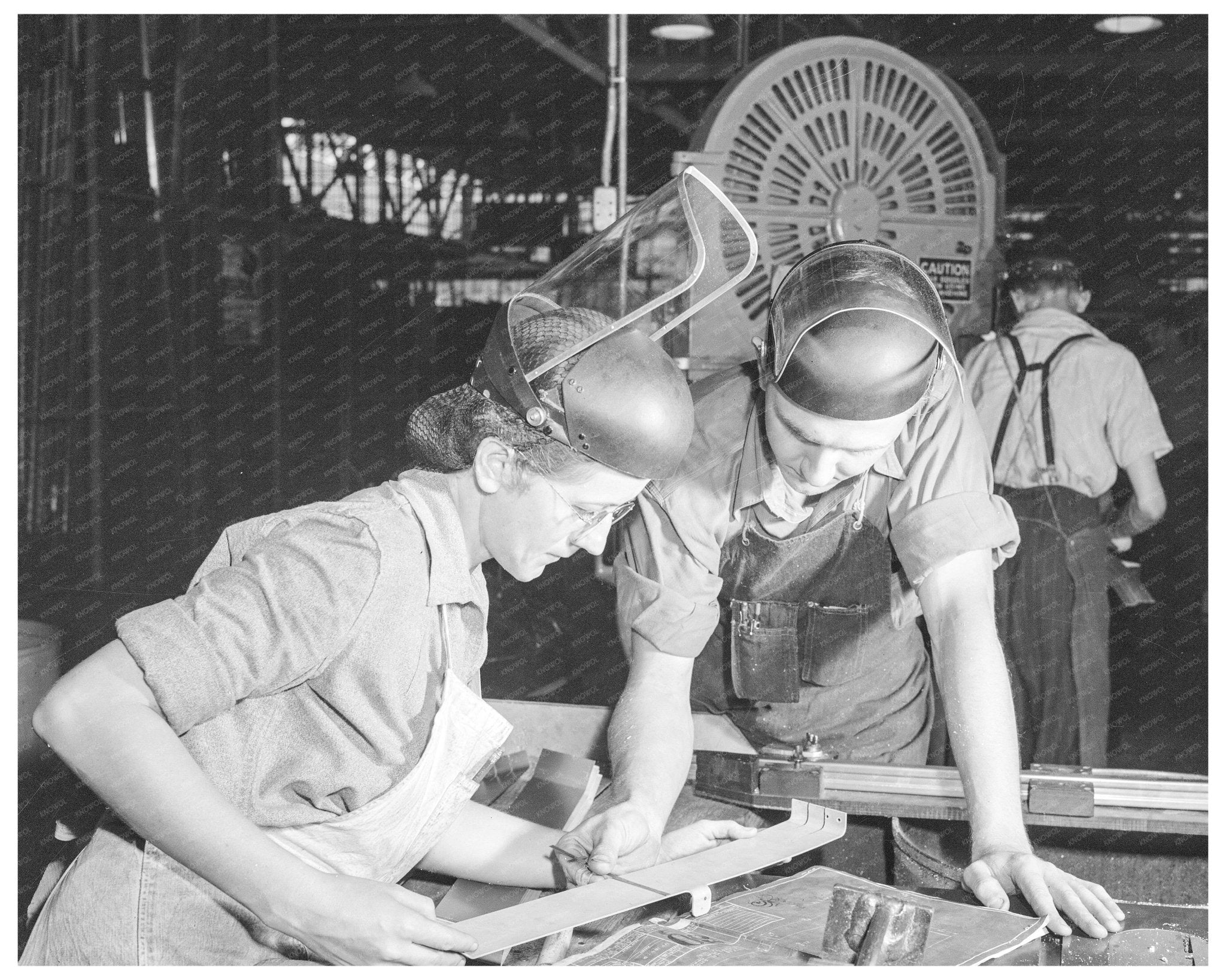 Factory Workers Inspect A - 31 Vengeance Bomber Part 1943 - Available at KNOWOL