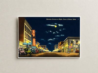Coeur d'Alene, ID: Sherman Avenue at night