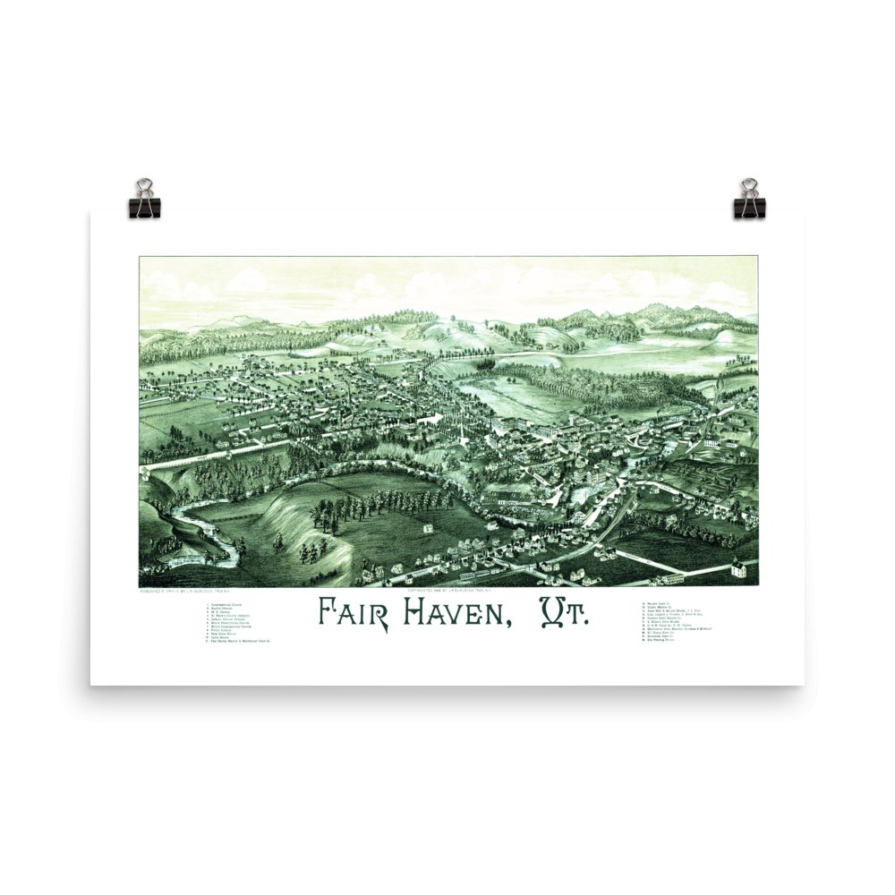 Fair Haven, VT 1886 Map - Available at KNOWOL