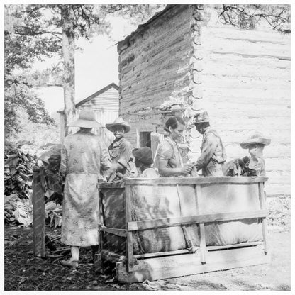 Families Stringing Tobacco in Granville County 1939 - Available at KNOWOL