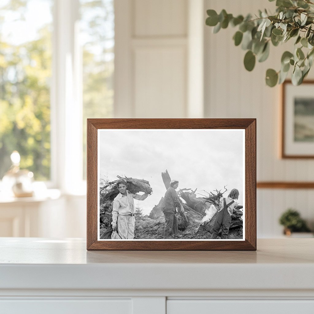 Family Collects Debris After Bulldozer Work in 1939 - Available at KNOWOL