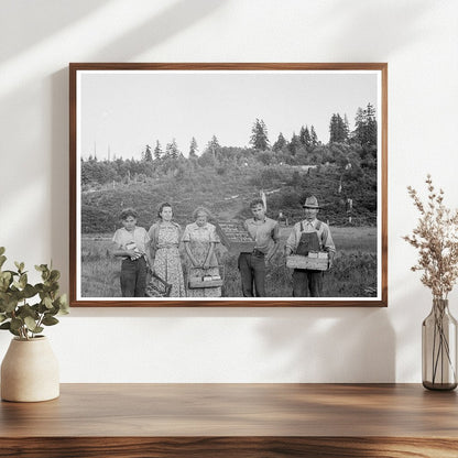 Family Exiting Strawberry Field Tenino Washington 1939 - Available at KNOWOL