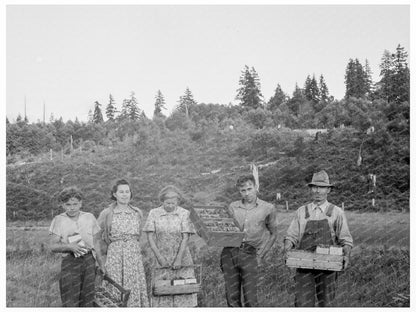 Family Exiting Strawberry Field Tenino Washington 1939 - Available at KNOWOL