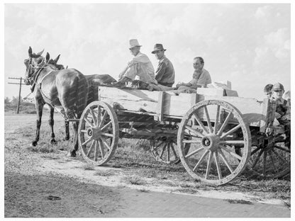 Family in Horse - Drawn Wagon Southeast Missouri 1938 - Available at KNOWOL