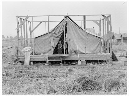 Family in Tent During House Construction Klamath County 1939 - Available at KNOWOL