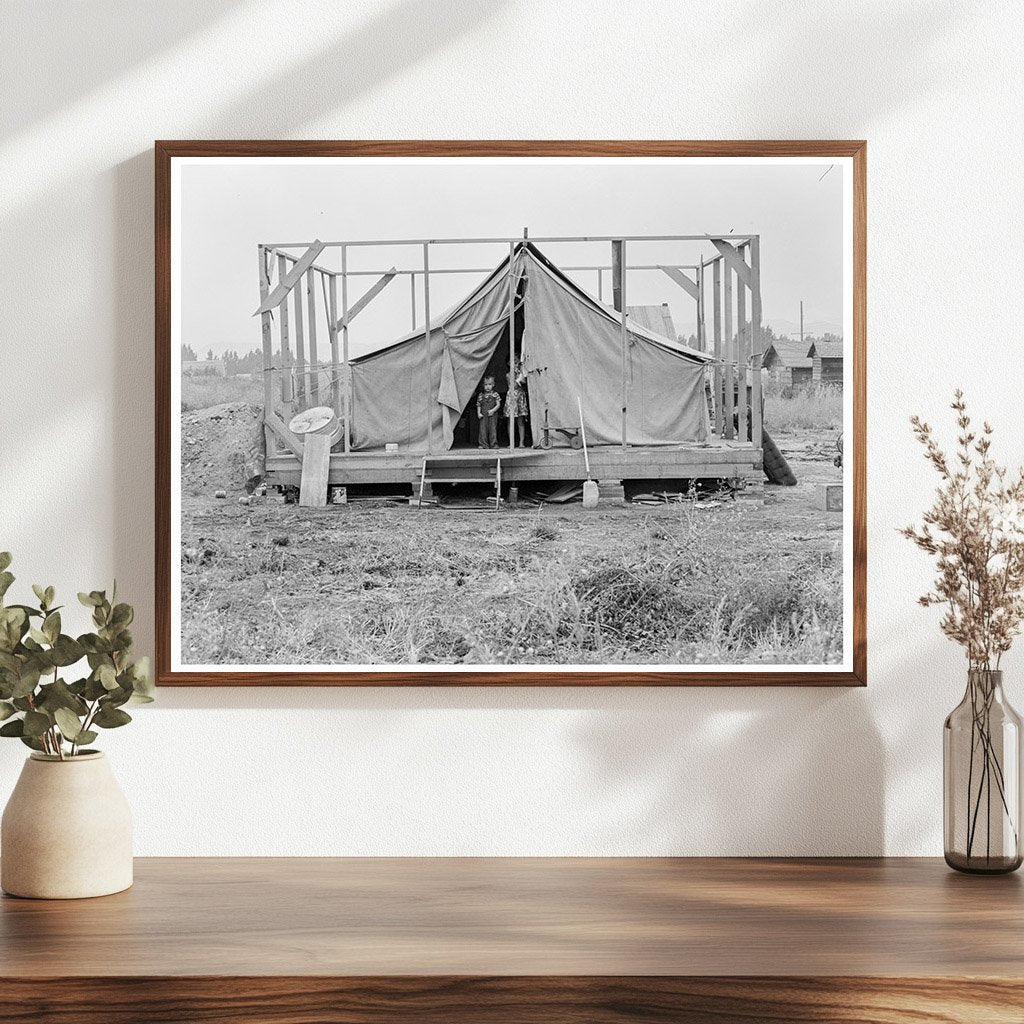 Family in Tent During House Construction Klamath County 1939 - Available at KNOWOL