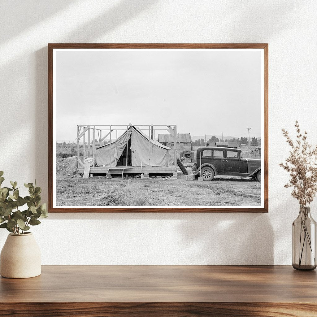 Family in Tent During House Construction Klamath Falls 1939 - Available at KNOWOL