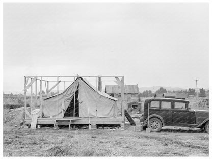 Family in Tent During House Construction Klamath Falls 1939 - Available at KNOWOL