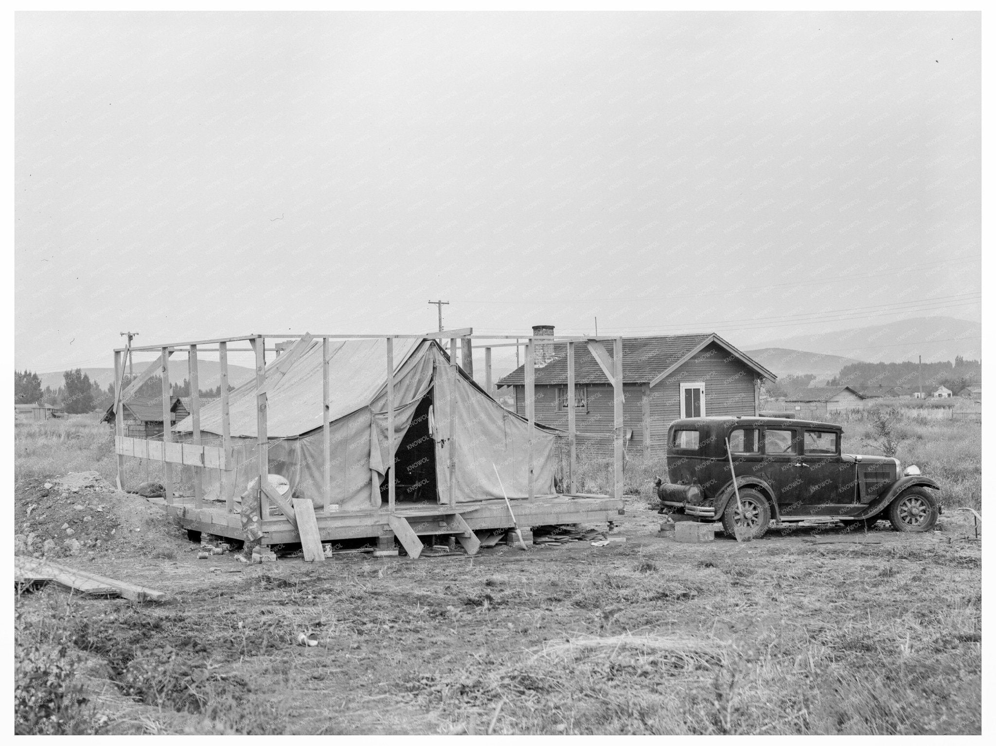 Family Living in Tent While Building Home 1939 Oregon - Available at KNOWOL