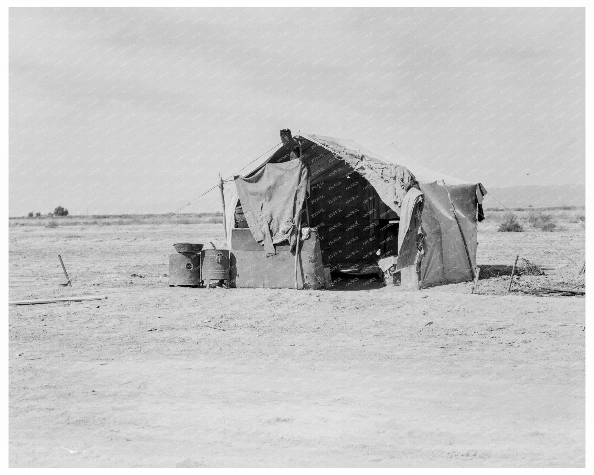 Family of Four in Tent California March 1937 - Available at KNOWOL