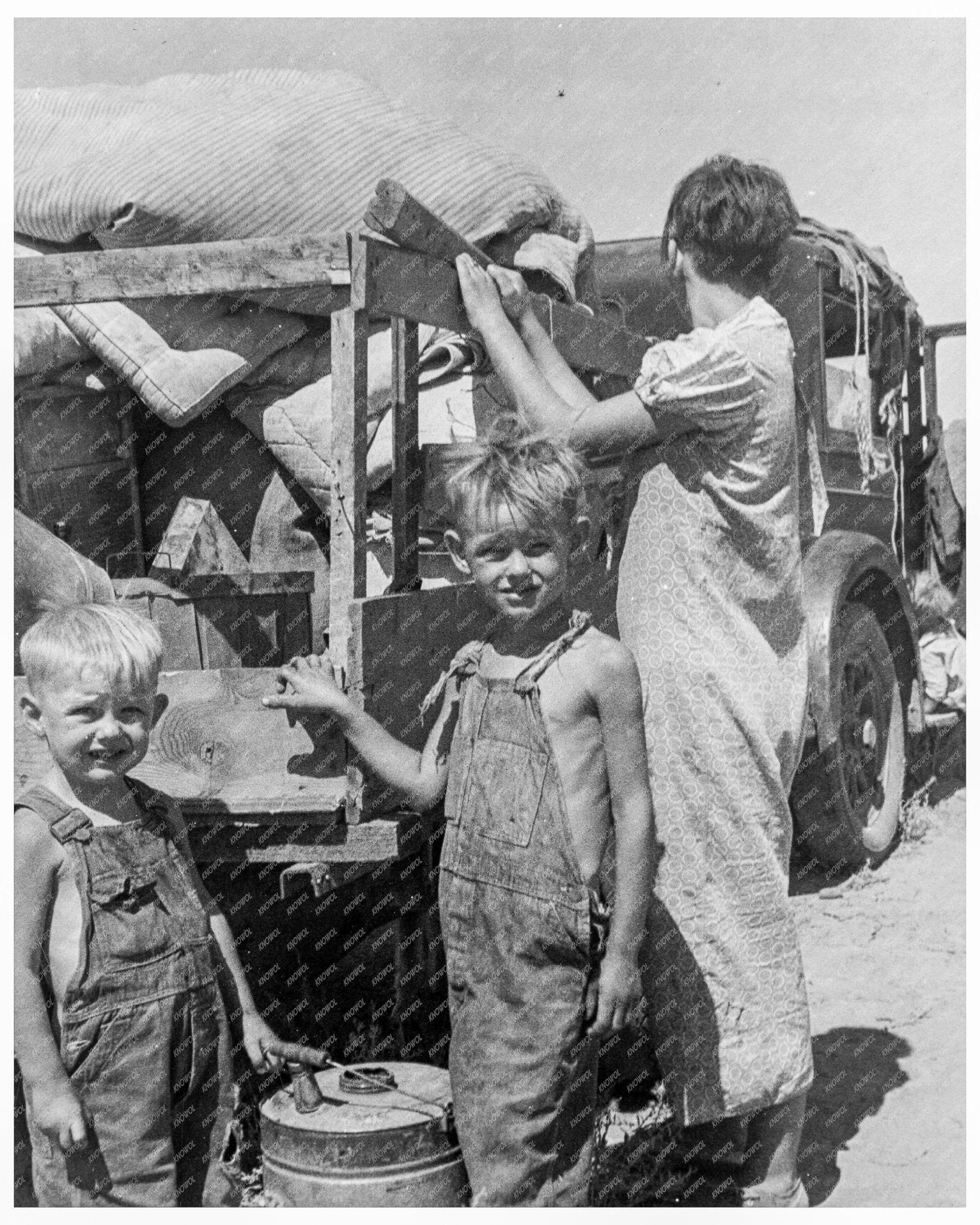 Family of Nine Refugees on Highway in New Mexico August 1936 Great Depression - Available at KNOWOL