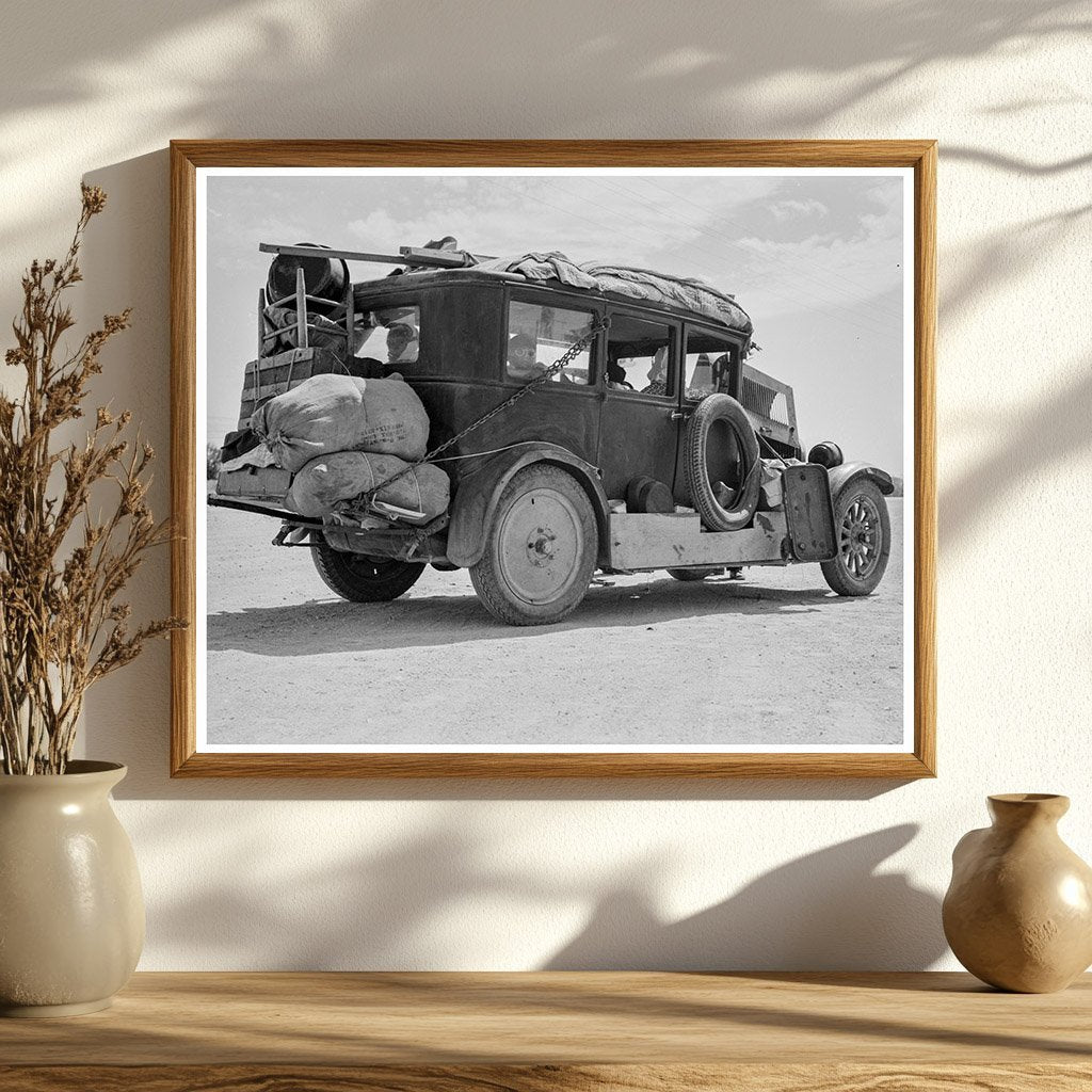 Family of Nine Repairs Car on Road in Arizona May 1937 - Available at KNOWOL