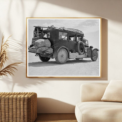 Family of Nine Repairs Car on Road in Arizona May 1937 - Available at KNOWOL