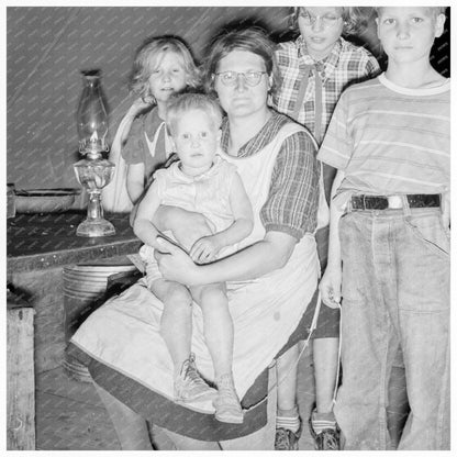 Family of Six in Tent After Supper Oregon 1939 - Available at KNOWOL