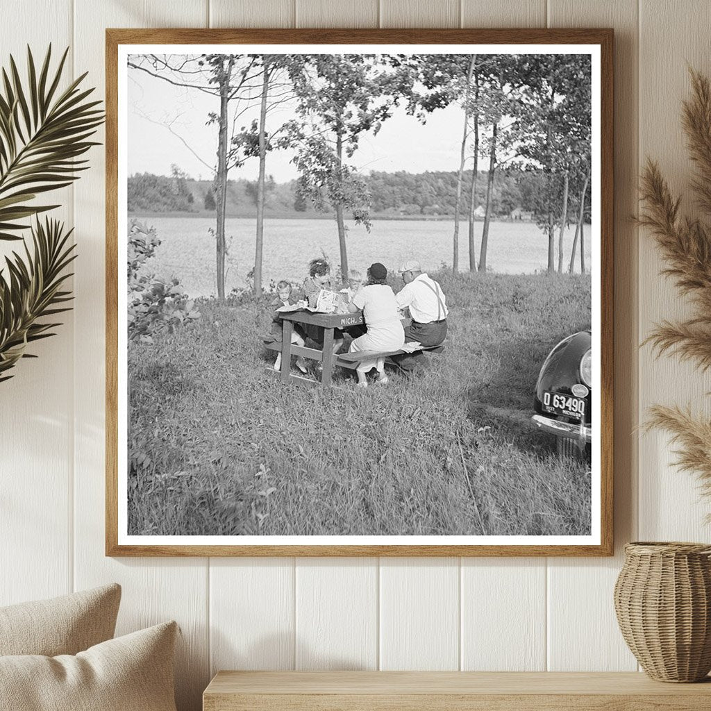 Family Picnic at Roadside Table Allegan Michigan May 1937 - Available at KNOWOL