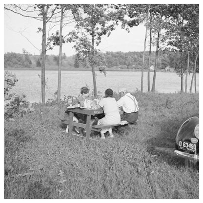 Family Picnic at Roadside Table Allegan Michigan May 1937 - Available at KNOWOL