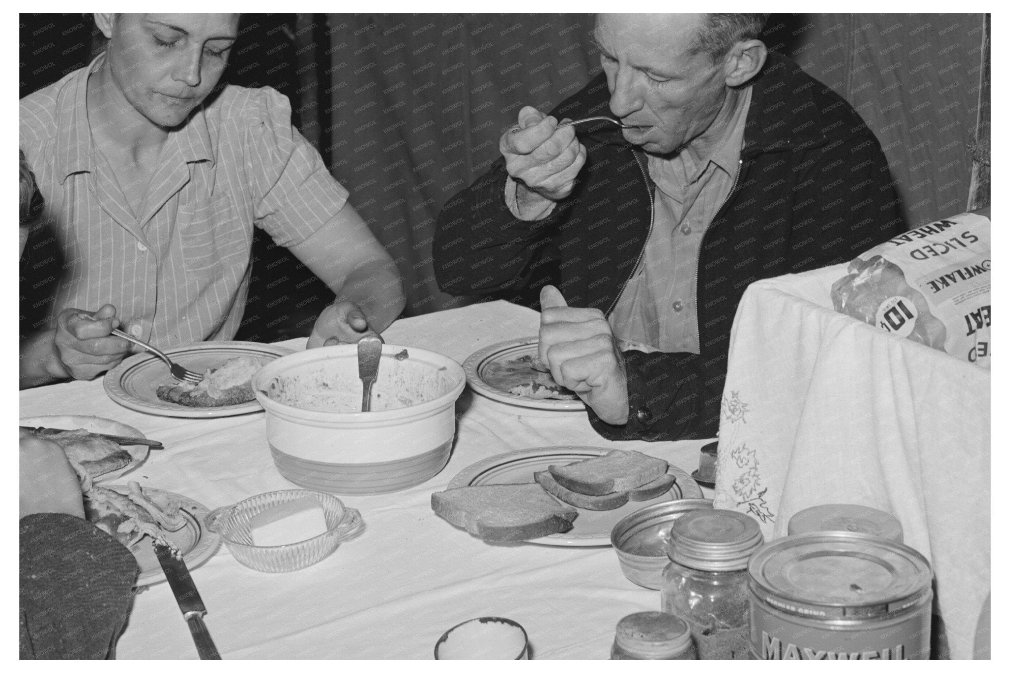 Family Supper in Tent Home Mission Valley California 1940 - Available at KNOWOL