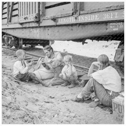 Family Traveling by Freight Train Yakima Valley 1939 - Available at KNOWOL