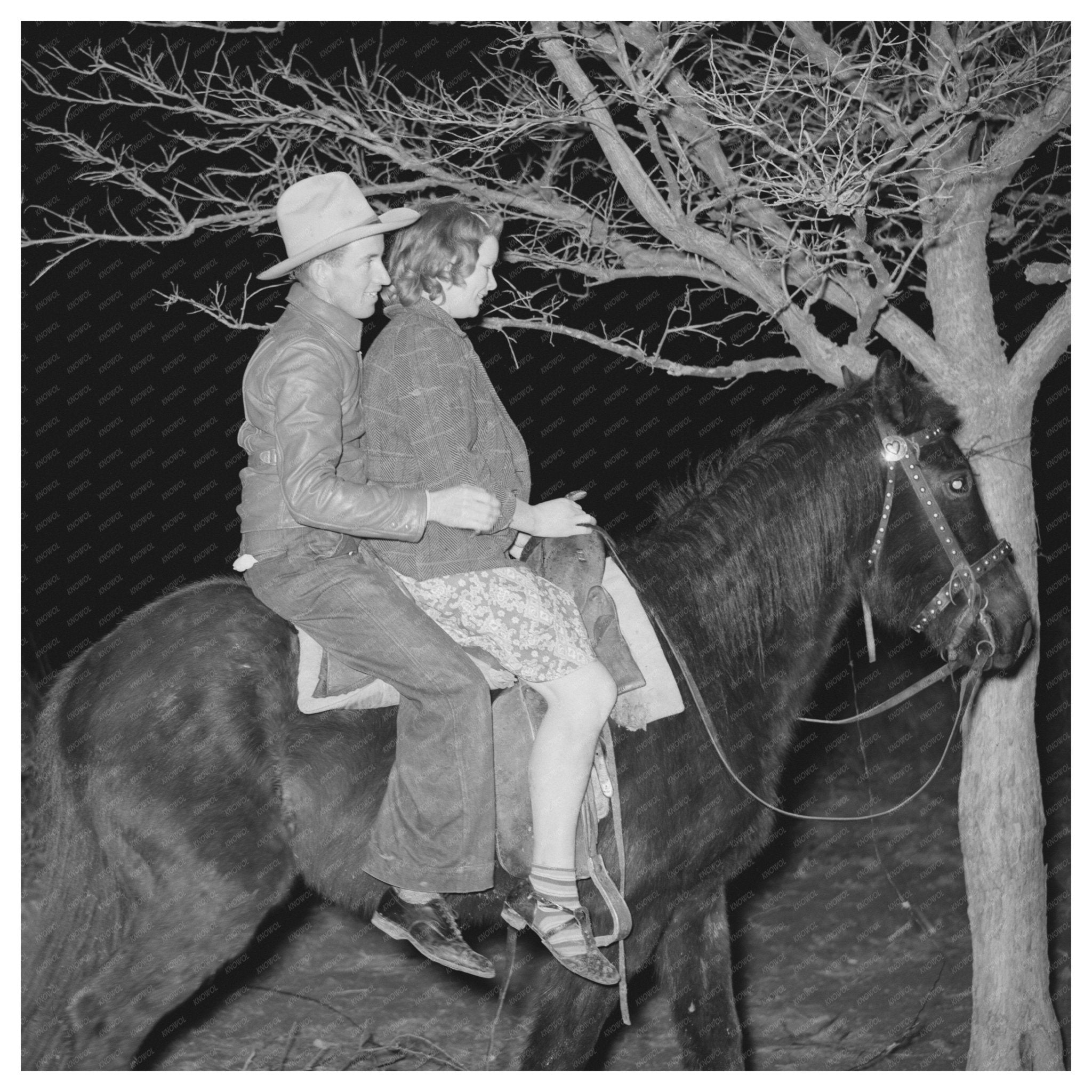 Farm Boy and Girl Riding Home After Play Party 1940 - Available at KNOWOL