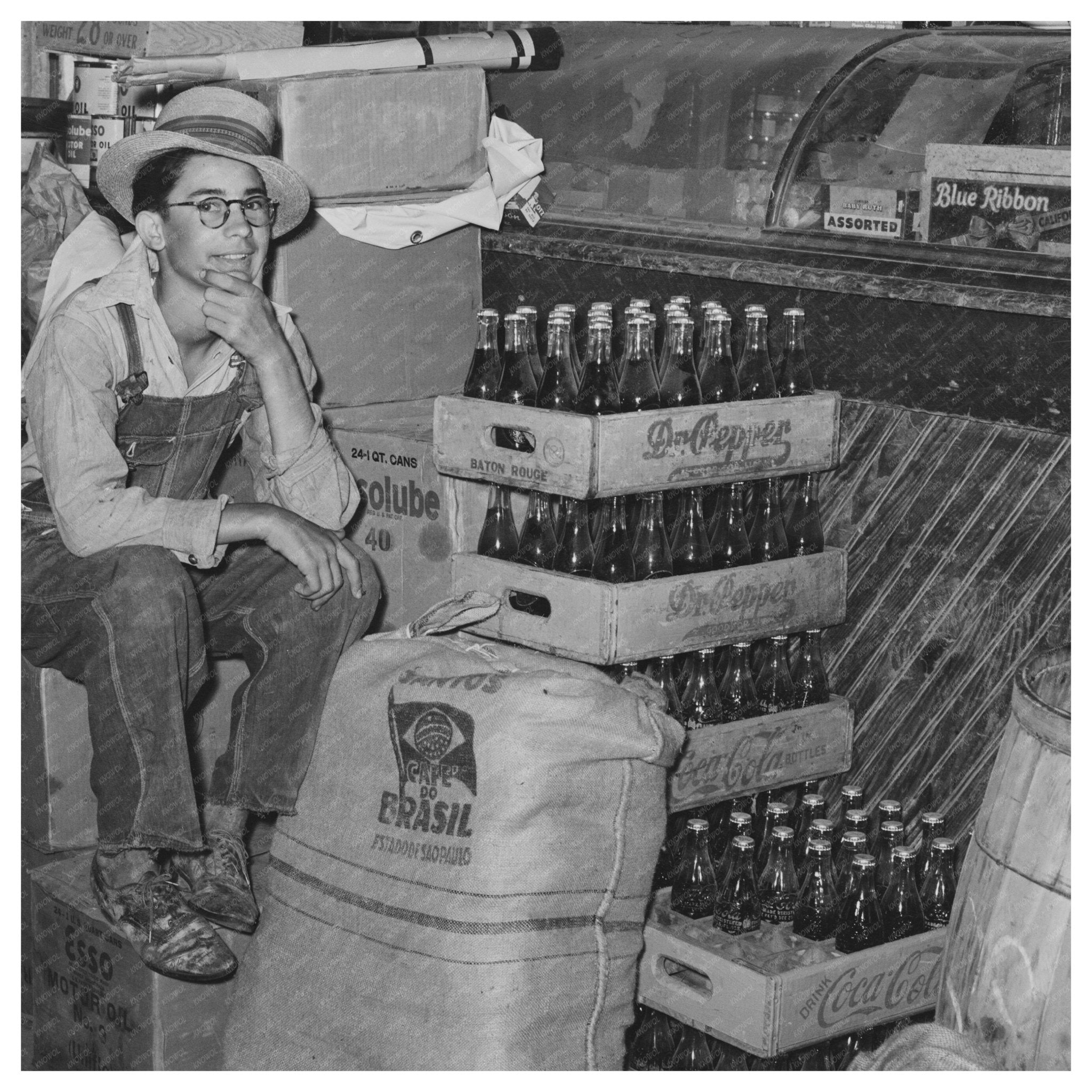 Farm Boy Inside General Store Jarreau Louisiana 1938 - Available at KNOWOL