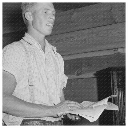 Farm Boy Leading Community Sing in Pie Town 1940 - Available at KNOWOL