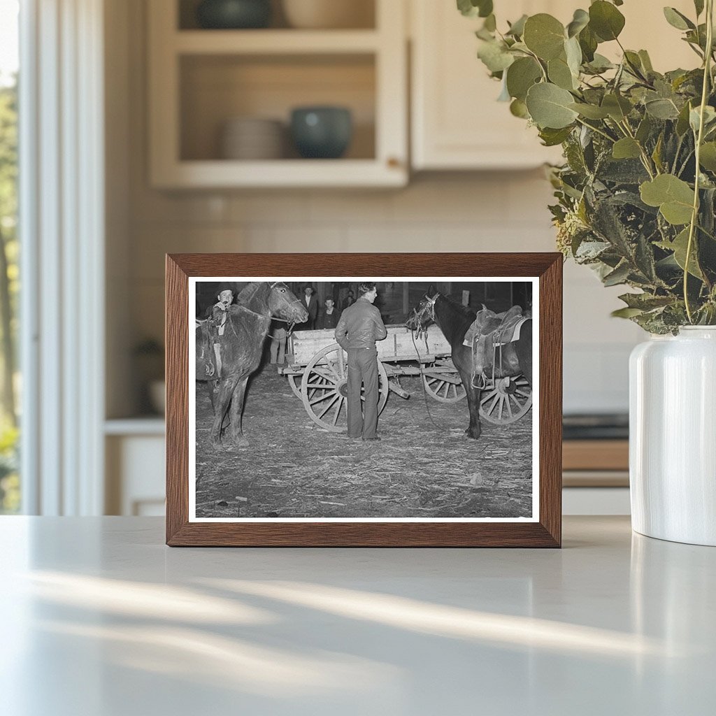 Farm Boys Tying Horses McIntosh County Oklahoma 1940 - Available at KNOWOL