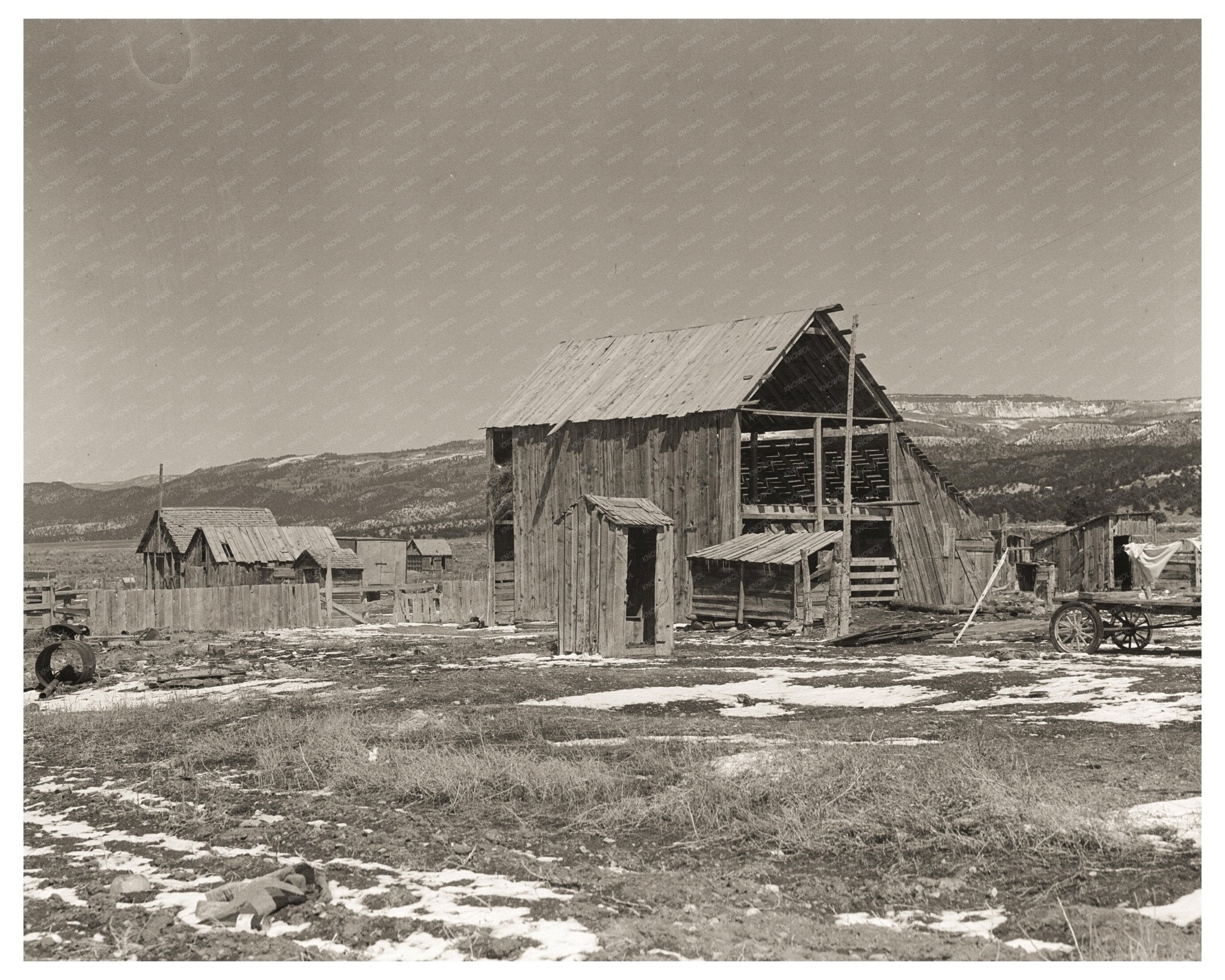 Farm Buildings in Widtsoe Utah April 1936 Vintage Image - Available at KNOWOL