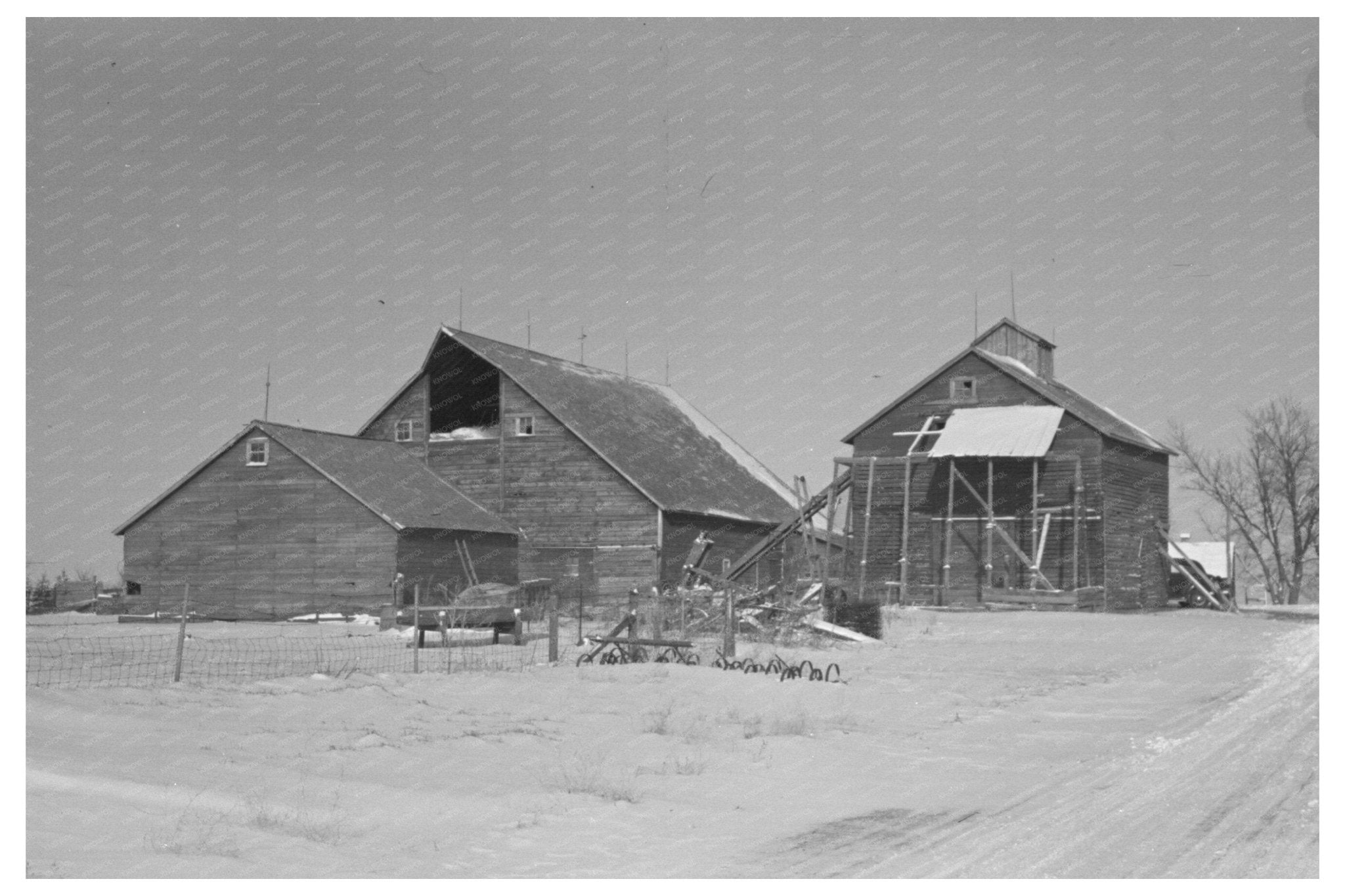 Farm Buildings on Rustan Brothers Farm Dickens Iowa 1936 - Available at KNOWOL