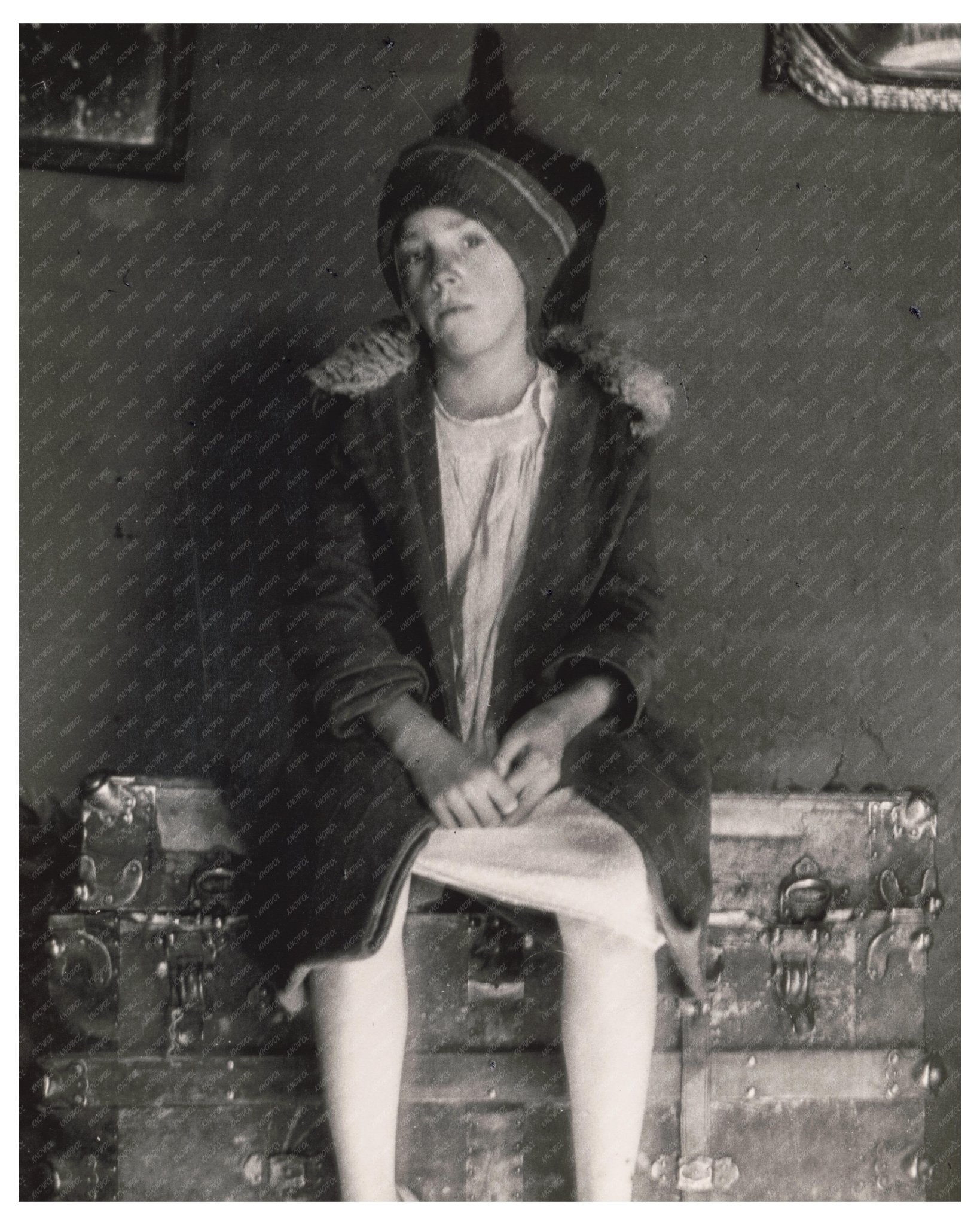 Farm Child on Trunk Bosque Farms Project New Mexico December 1935 Vintage Photo - Available at KNOWOL